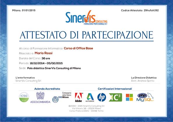 Attestato di Partecipazione