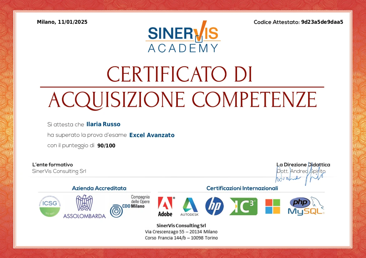 Certificazione di Acquisizione Competenze